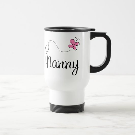 Mug De Voyage Nounou à papillon rose mou (Droite)