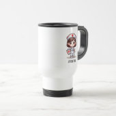 Mug De Voyage Nourriture Manga mignonne avec cheveux Brown Brown (Devant droit)
