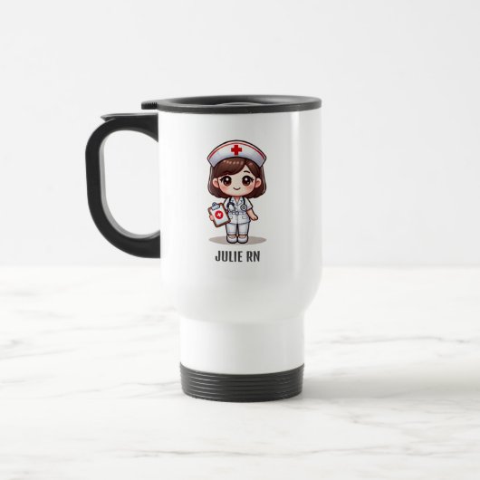 Mug De Voyage Nourriture Manga mignonne avec cheveux Brown Brown (Gauche)