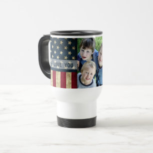 Mug De Voyage Nous t'aimons Militaire Papa American Flag Photo