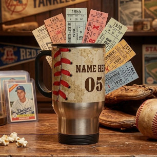 Mug De Voyage Numéro de base-ball Vintage personnalisé Rétro