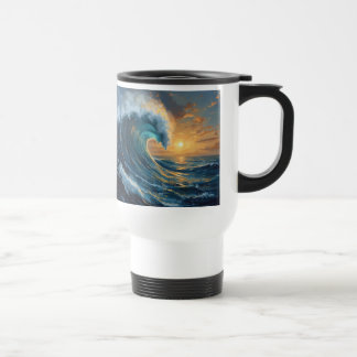 Mug De Voyage Œuvre d'art Coucher de soleil Vague océanique – Co