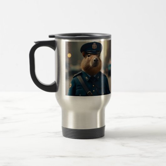 Mug De Voyage Officier Capybara : Garder la paix, (Gauche)