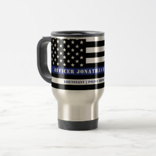 Mug De Voyage Officier De Police De Ligne Bleue Mince Départemen