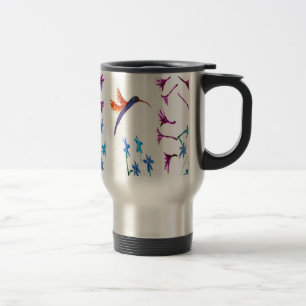 Mug De Voyage Oiseau Art Hummingbird Flowers Floral