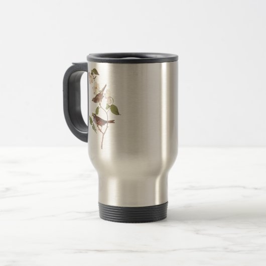 Mug De Voyage Oiseaux Audubons à Bruant à Throses Blanches avec (Devant gauche)