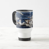 Mug De Voyage Oiseaux de mer côtiers frénésie d'alimentation Océ (Devant gauche)