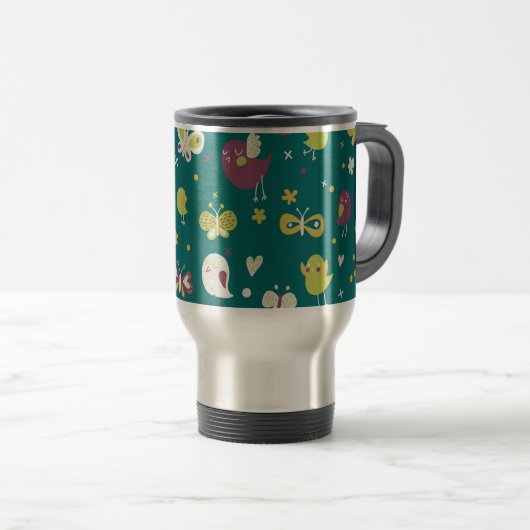 Mug De Voyage Oiseaux et papillons (Devant droit)