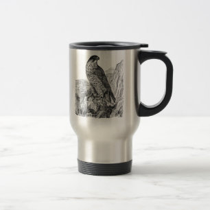 Mug De Voyage Oiseaux personnalisés vintages de faucon pérégr