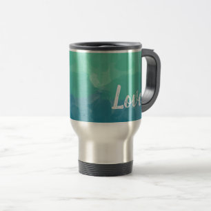 Mug De Voyage Ombre Turquoise Blue et Neo Mint Love