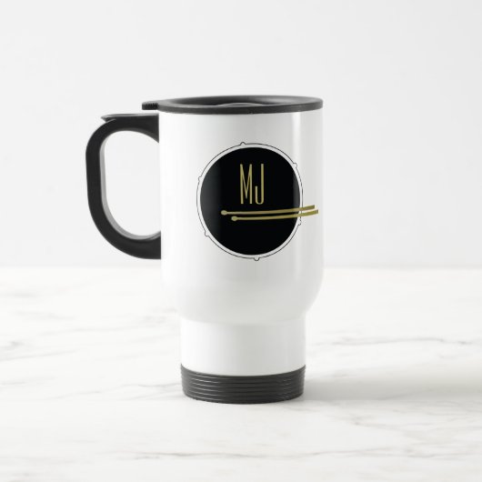 Mug De Voyage Or Noir Batteur Monogramme (Gauche)