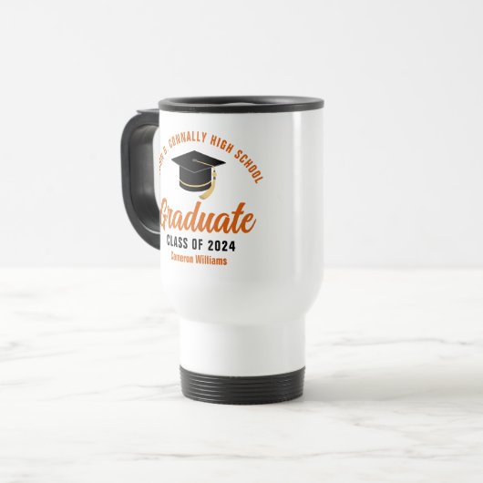 Mug De Voyage Orange Graduate Custom Graduate Keepsaké (Devant gauche)