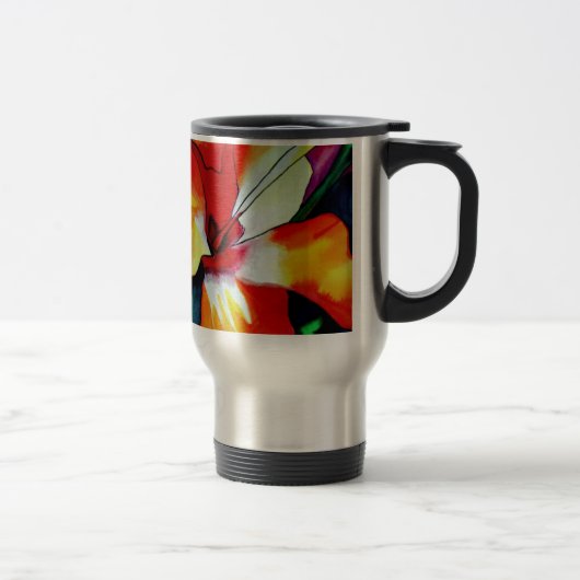 Mug De Voyage Orange Hibiscus fleurs tropicales aquarelle art (Droit)