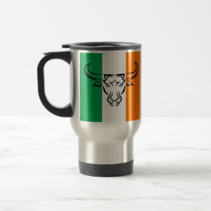 Mug De Voyage Orange verte IRLANDAISE avec Cool BULL / TAURUS Zo