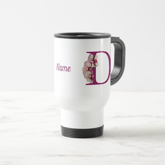 Mug De Voyage Orchid Elegant Monogramme Initial D Nom  (Devant droit)