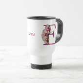 Mug De Voyage Orchidée Élégant Monogramme E Nom initial  (Devant droit)
