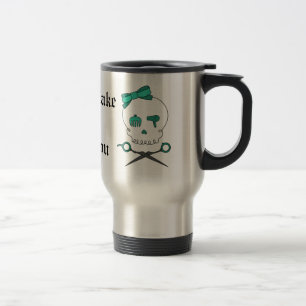 Mug De Voyage Os croisés de crâne et de ciseaux de coiffeur -