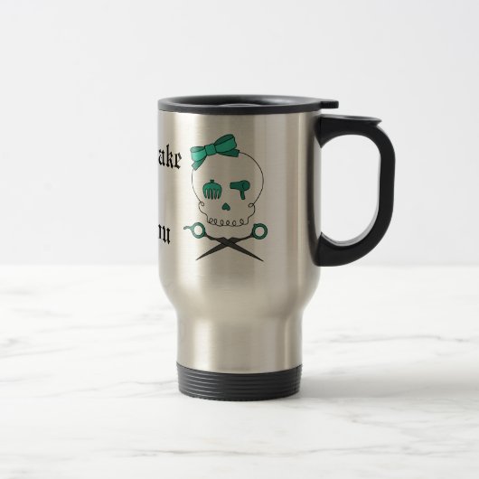 Mug De Voyage Os croisés de crâne et de ciseaux de coiffeur - (Droit)