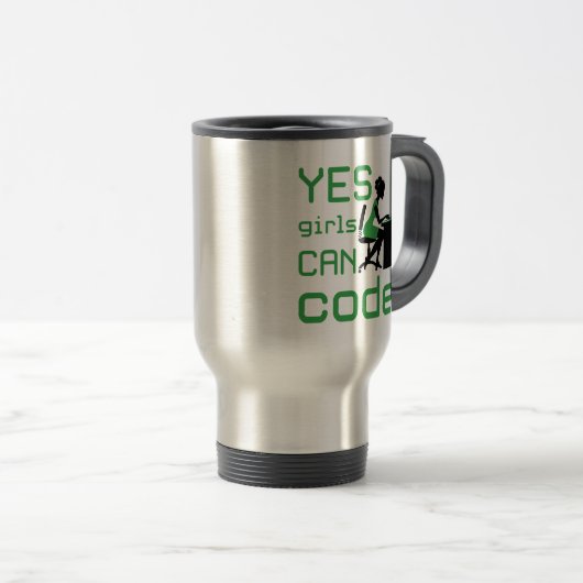 Mug De Voyage Oui Les Filles Peuvent Coder Une Programmatrice Fe (Devant droit)