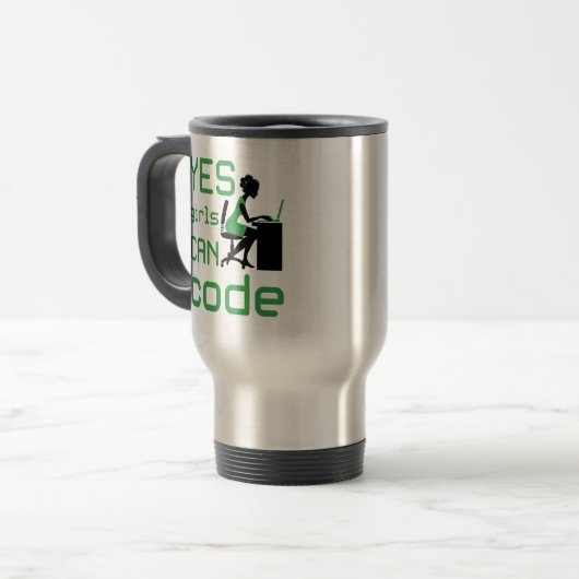 Mug De Voyage Oui Les Filles Peuvent Coder Une Programmatrice Fe (Devant gauche)