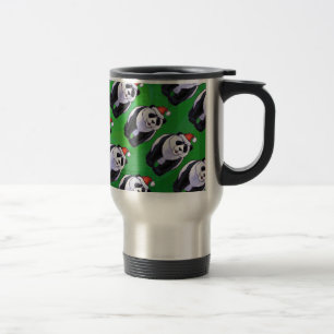 Mug De Voyage Ours de panda à Santa Hat sur Vert