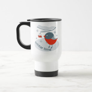 Mug De Voyage Ours d'hiver et baies de raies rouges