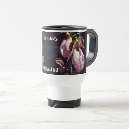 Mug De Voyage Paire d'orchidée rose Lady Slipper Personnalisée (Devant droit)