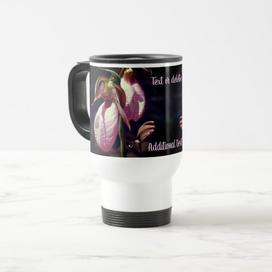 Mug De Voyage Paire d'orchidée rose Lady Slipper Personnalisée (Devant gauche)