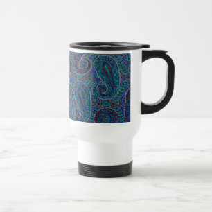 Mug De Voyage Paisley Bleu Indien Boho Classique Vintage