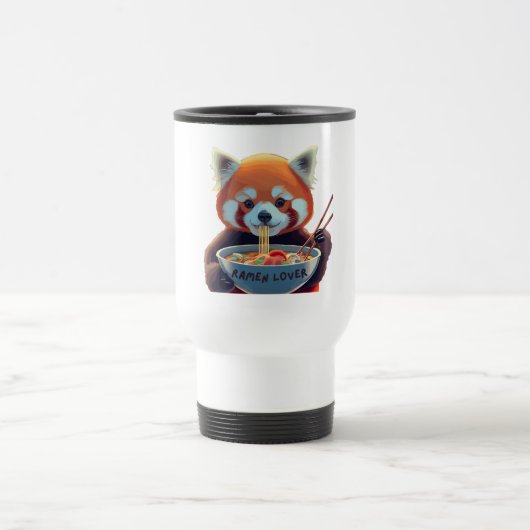 Mug De Voyage Panda rouge mangeant un bol de ramen (Centre)