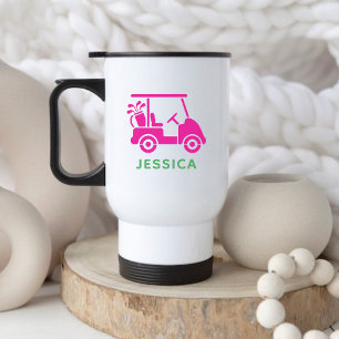 Mug De Voyage Panier de golf personnalisé rose mignon