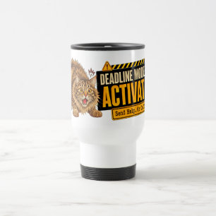 Mug De Voyage Panneau de bureau Mode Date Limite Chat Drôle Acti