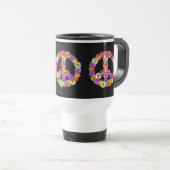 Mug De Voyage Panneau de paix Floral sur noir (Devant droit)