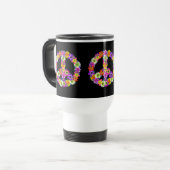 Mug De Voyage Panneau de paix Floral sur noir (Devant gauche)