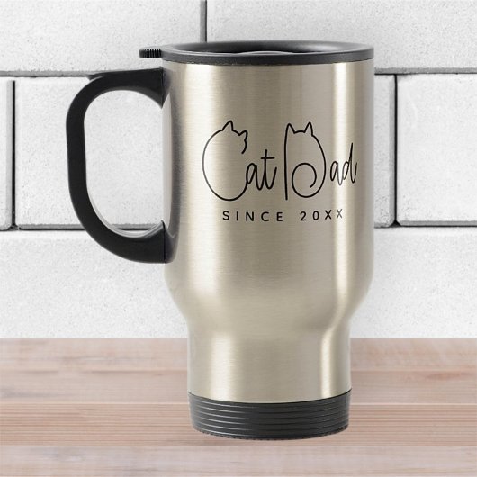 Mug De Voyage Papa Chat Depuis 20XX Moderne Simple Jouant Amusan