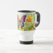 Mug De Voyage Papillon Bleu Orange ailes (Devant droit)