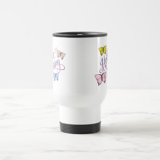 Mug De Voyage Papillon Bonjour printemps (Centre)