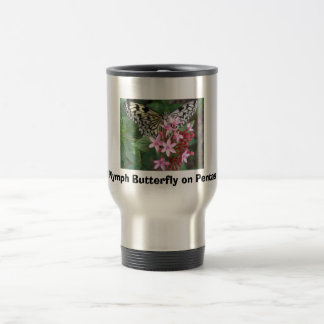 Mug De Voyage Papillon de nymphe d'arbre sur Pentas