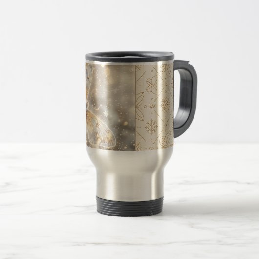 Mug De Voyage Papillon d'hiver doré (Devant droit)