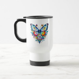 Mug De Voyage Papillon et coeur floral Personnalisé