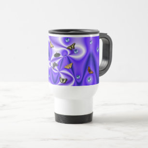 Mug De Voyage Papillon et perles sur soie violette