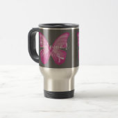 Mug De Voyage Papillon rose Cancer du sein Survivant (Devant gauche)