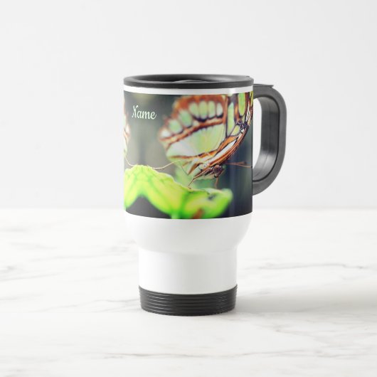 Mug De Voyage Papillon visage nature personnalisée (Devant droit)