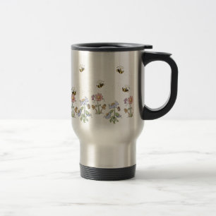 Mug De Voyage Papillons mignons de marguerites d'abeilles d'art