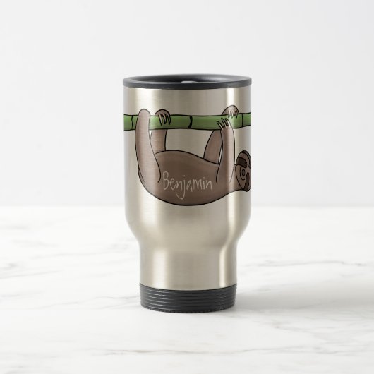 Mug De Voyage Paresse souriante mignon sur dessin animé en bambo (Centre)