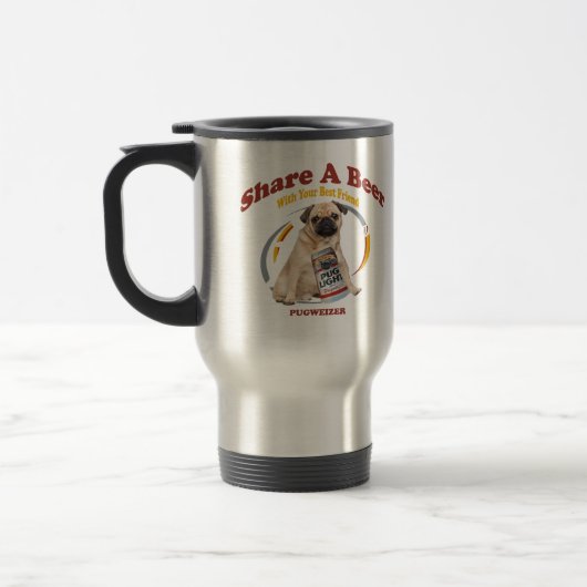 Mug De Voyage Part de Pugweizer une bière avec votre meilleur (Gauche)