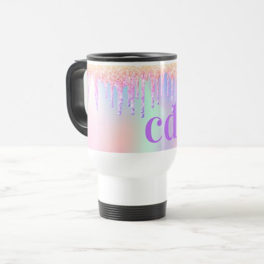 Mug De Voyage Parties scintillant violet rose holographique gout (Devant gauche)