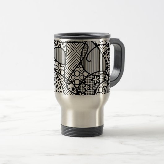 Mug De Voyage Patchwork Motif noir et blanc 04 (Devant droit)