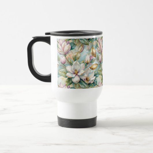 Mug De Voyage Pattern Elegant Magnolia Flowers (Gauche)