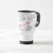 Mug De Voyage Pattern of Elephants, Cute Elephants - Pink Gray (Devant droit)